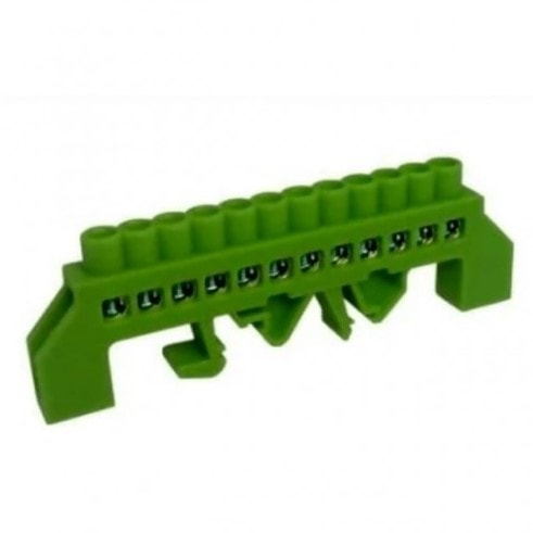 Barramento Terra 12 Furos Base Verde JNG - Loja Roma