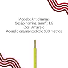 Cabo Flexível Amarelo 1,5mm 750v Rolo 100 Metros Cobrecom/Megatron Cabo Flexível Amarelo 1,5mm 750v Rolo 100 Metros Cobrecom/Megatron