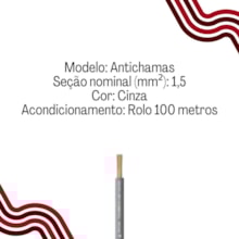 Cabo Flexível Cinza 1,5mm 750v Rolo 100 Metros Cobrecom/Megatron Cabo Flexível Cinza 1,5mm 750v Rolo 100 Metros Cobrecom/Megatron