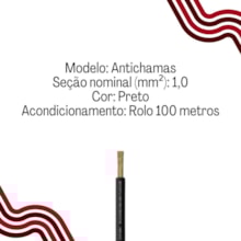 Cabo Flexível Preto 1,0mm 750v Rolo 100 Metros Cobrecom/Megatron Cabo Flexível Preto 1,0mm 750v Rolo 100 Metros Cobrecom/Megatron