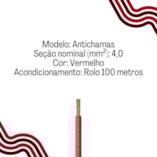Cabo Flexível Vermelho 4,0mm 750v Rolo 100 Metros Cobrecom/Megatron Cabo Flexível Vermelho 4,0mm 750v Rolo 100 Metros Cobrecom/Megatron