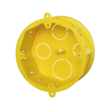 Caixa Luz Octogonal com Fundo Móvel para Eletroduto Corrugado Flexível 4x4 Amarela Krona Caixa Luz Octogonal com Fundo Móvel para Eletroduto Corrugado Flexível 4x4 Amarela Krona