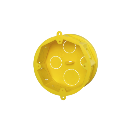 Caixa Luz Octogonal com Fundo Móvel para Eletroduto Corrugado Flexível 4x4 Amarela Krona Caixa Luz Octogonal com Fundo Móvel para Eletroduto Corrugado Flexível 4x4 Amarela Krona