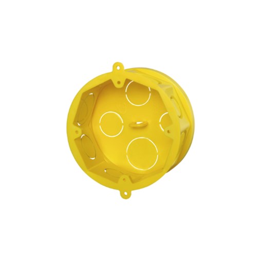 Caixa Luz Octogonal com Fundo Móvel para Eletroduto Corrugado Flexível 4x4 Amarela Krona