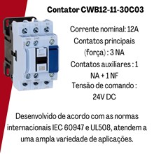 Contator 12A 24V DC CWB12-11-30C03 Weg