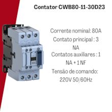 Contator 80A 220V CWB80-11-30D23 Weg