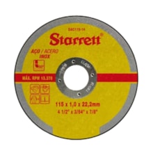 Disco Abrasivo de Corte 115x1x22,2mm Starret Disco Abrasivo de Corte 115x1x22,2mm Starret