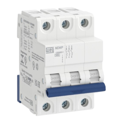 Disjuntor Tripolar MDWP 6A 5ka Curva C Weg Disjuntor Tripolar MDWP 6A 5ka Curva C Weg