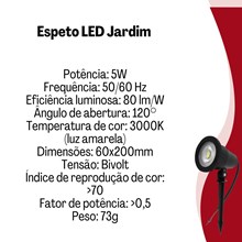 Espeto LED Jardim 5W 3000K LL-1232 LedBee