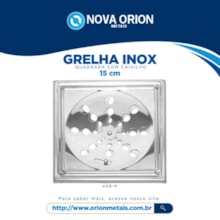 Grelha Ralo Inox Quadrada c/ Caixilho 15cm Nova Orion