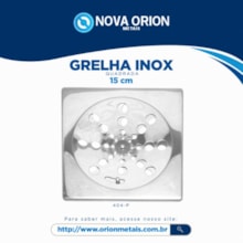 Grelha Ralo Inox Quadrada s/ Caixilho 15cm Nova Orion