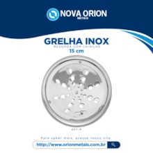 Grelha Ralo Inox Redonda c/ Caixilho 15cm Nova Orion