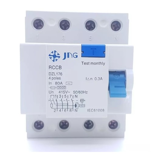 Interruptor Diferencial Residual (IDR) 4P 25A 30mA DZL176 JNG Interruptor Diferencial Residual (IDR) 4P 25A 30mA DZL176 JNG