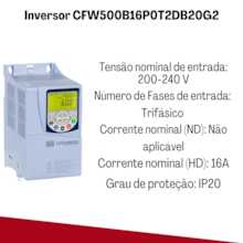 Inversor de Frequência 16A 10CV 200-240V CFW500 Weg Inversor de Frequência 16A 10CV 200-240V CFW500 Weg