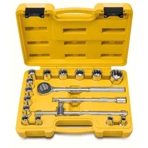 Jogo de Soquetes Estriados Encaixe 1/2'' 17 Peças 43600017 Tramontina  Jogo de Soquetes Estriados Encaixe 1/2'' 17 Peças 43600017 Tramontina