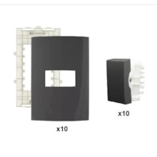 Kit 10 Placas 4x2 1 Posto + 10 Interruptores Simples Sleek Grafite Margirius Kit 10 Placas 4x2 1 Posto + 10 Interruptores Simples Sleek Grafite Margirius