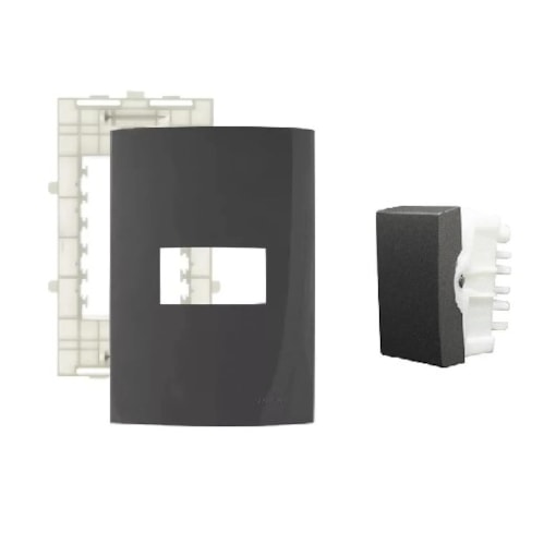Kit 5 Placas 4x2 1 Posto + 5 Interruptores Simples Sleek Grafite Margirius Kit 5 Placas 4x2 1 Posto + 5 Interruptores Simples Sleek Grafite Margirius