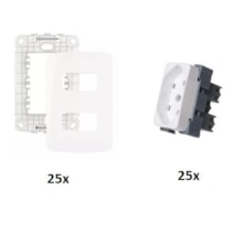 Kit B3 Tomada 2P+T + Placa 2 Postos Margirius 50 Unidades Kit B3 Tomada 2P+T + Placa 2 Postos Margirius 50 Unidades