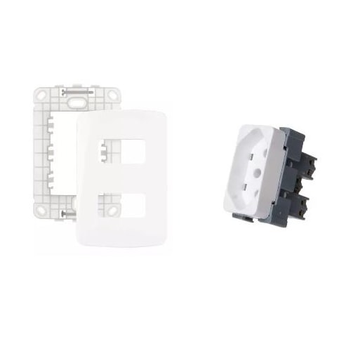 Kit B3 Tomada 2P+T + Placa 2 Postos Margirius 50 Unidades Kit B3 Tomada 2P+T + Placa 2 Postos Margirius 50 Unidades