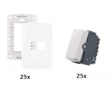 Kit Interruptor Simples 10A 250V + Placa 1 Posto B3 50 Unidades Marigirius  Kit Interruptor Simples 10A 250V + Placa 1 Posto B3 50 Unidades Marigirius