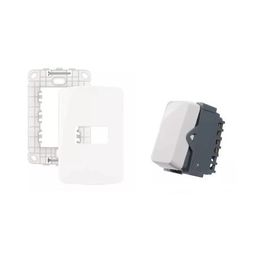 Kit Interruptor Simples 10A 250V + Placa 1 Posto B3 50 Unidades Marigirius  Kit Interruptor Simples 10A 250V + Placa 1 Posto B3 50 Unidades Marigirius