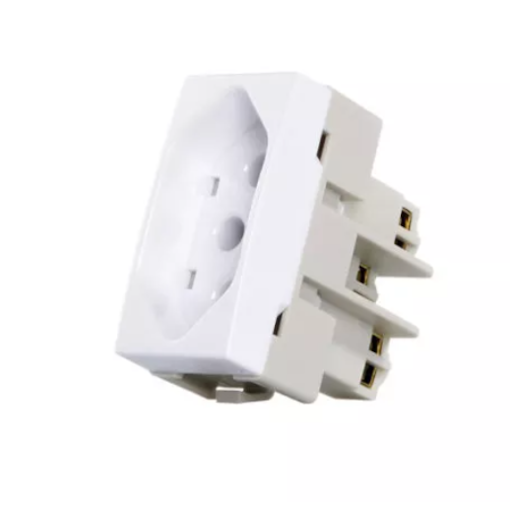 Kit Módulo Tomada 2P+T 20A 250V Branco Sleek 100 Peças Margirius  Kit Módulo Tomada 2P+T 20A 250V Branco Sleek 100 Peças Margirius