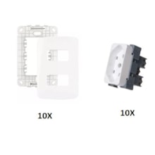 Kit Tomada 2P+T 20A + Placa 2 Postos B3 20 Unidades Margirius  Kit Tomada 2P+T 20A + Placa 2 Postos B3 20 Unidades Margirius