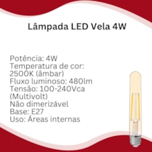 Lampada Led Vintage Gold T30 4W 2500K Bivolt JNG Lampada Led Vintage Gold T30 4W 2500K Bivolt JNG