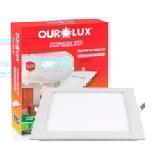 Painel Plafon LED Embutir Quadrado Branco 12W 6500K Ourolux Painel Plafon LED Embutir Quadrado Branco 12W 6500K Ourolux