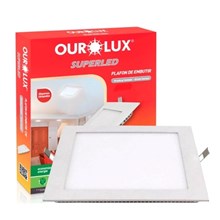Painel Plafon LED Embutir Quadrado Branco 12W 6500K Ourolux