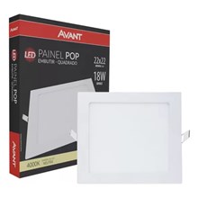 Painel Plafon LED Embutir Quadrado Branco 18W 4000K Avant