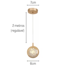 Pendente Bola Vidro Dourado 6cm 5W 3200K Cinderela