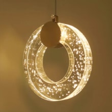 Pendente LED Cristal Arco Dourado 15cm Cabo 2m