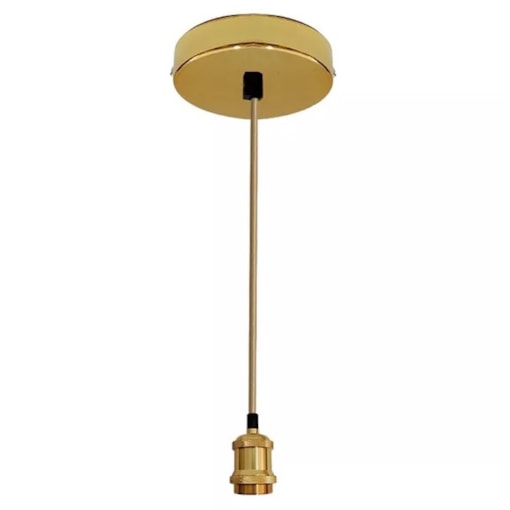 Pendente Soquete E27 150cm Bivolt Dourado Cinderella Pendente Soquete E27 150cm Bivolt Dourado Cinderella