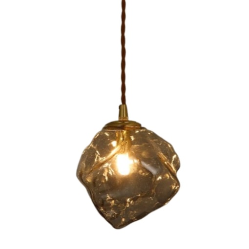 Pendente Vidro Pedra Âmbar G9 150mm Cabo Regulável Pendente Vidro Pedra Âmbar G9 150mm Cabo Regulável