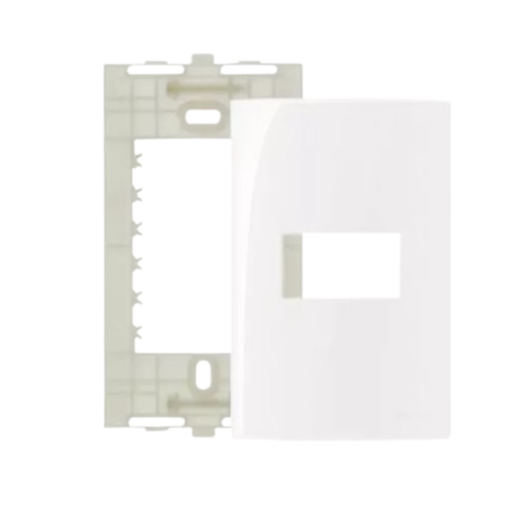 Placa 4x2 1 Posto Horizontal c/ Suporte Branca Margirius