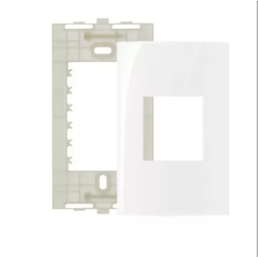 Placa 4x2 2 Postos Horizontais c/ Suporte Branca Sleeek Margirius