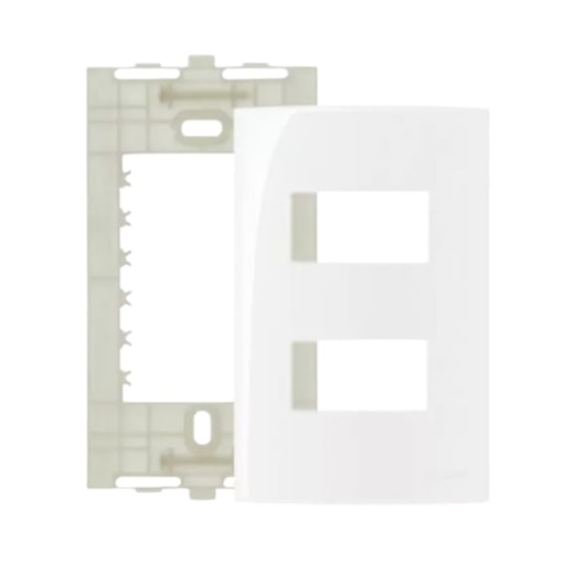Placa 4x2 2 Postos Horizontais c/ Suporte Branca Sleek Margirius