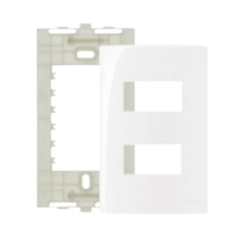 Placa 4x2 2 Postos Horizontais c/ Suporte Branca Sleek Margirius Placa 4x2 2 Postos Horizontais c/ Suporte Branca Sleek Margirius