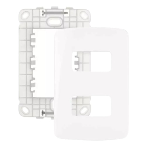 Placa 4x2 2 Postos Horizontais c/ Suporte Branco B3 Margirius Placa 4x2 2 Postos Horizontais c/ Suporte Branco B3 Margirius
