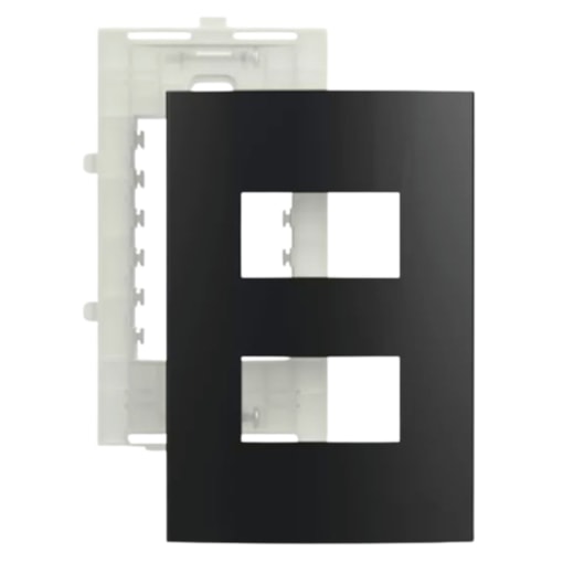 Placa 4x2 2 Postos Separados c/ Suporte Sleek Grafite Margirius Placa 4x2 2 Postos Separados c/ Suporte Sleek Grafite Margirius