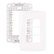 Placa 4x2 3 Postos Horizontais c/ Suporte Branca B3 Margirius Placa 4x2 3 Postos Horizontais c/ Suporte Branca B3 Margirius