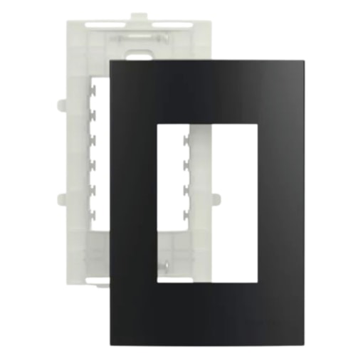 Placa 4x2 3 Postos Horizontais c/ Suporte Sleek Grafite Margirius  Placa 4x2 3 Postos Horizontais c/ Suporte Sleek Grafite Margirius