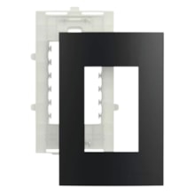 Placa 4x2 3 Postos Horizontais c/ Suporte Sleek Grafite Margirius  Placa 4x2 3 Postos Horizontais c/ Suporte Sleek Grafite Margirius