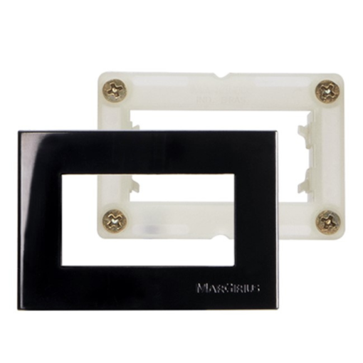 Placa 65x45mm c/ Suporte p/ Móvel Preta Sleek Ebony Margirius Placa 65x45mm c/ Suporte p/ Móvel Preta Sleek Ebony Margirius