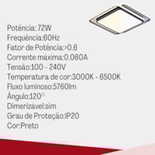 Plafon LED Hoop 72W Multicor Controle Bivolt Preto Opus Plafon LED Hoop 72W Multicor Controle Bivolt Preto Opus