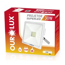 Projetor Refletor LED Slim 30W 6500K Bivolt Branco Ourolux