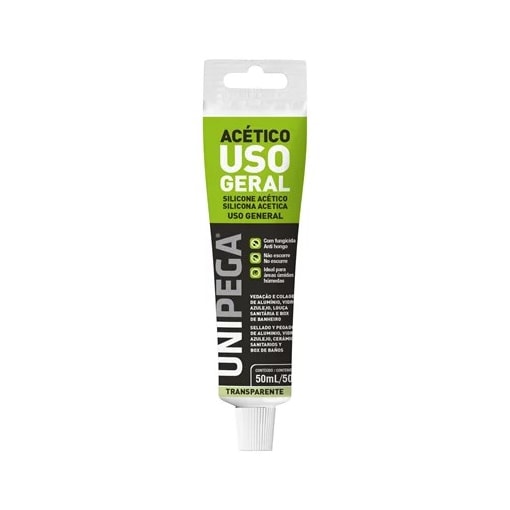 Silicone Acético Incolor Bisnaga Plástica 50ml Unipega Silicone Acético Incolor Bisnaga Plástica 50ml Unipega
