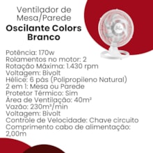 Ventilador de Mesa Oscilante Ventura 50cm Branco Bivolt Ventidelta  Ventilador de Mesa Oscilante Ventura 50cm Branco Bivolt Ventidelta