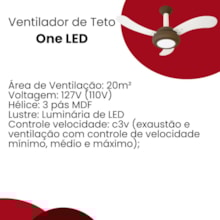 Ventilador Teto One Led 3 Pás Marrom/Branco 127V Ventidelta  Ventilador Teto One Led 3 Pás Marrom/Branco 127V Ventidelta